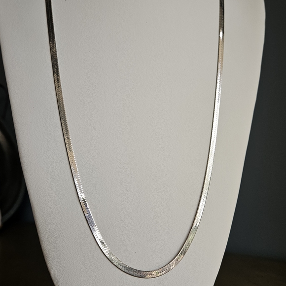 Vintage BBI Italy Sterling Silver 925 Long Herringbone Chain Necklace 30-inch - Picture 4 of 13